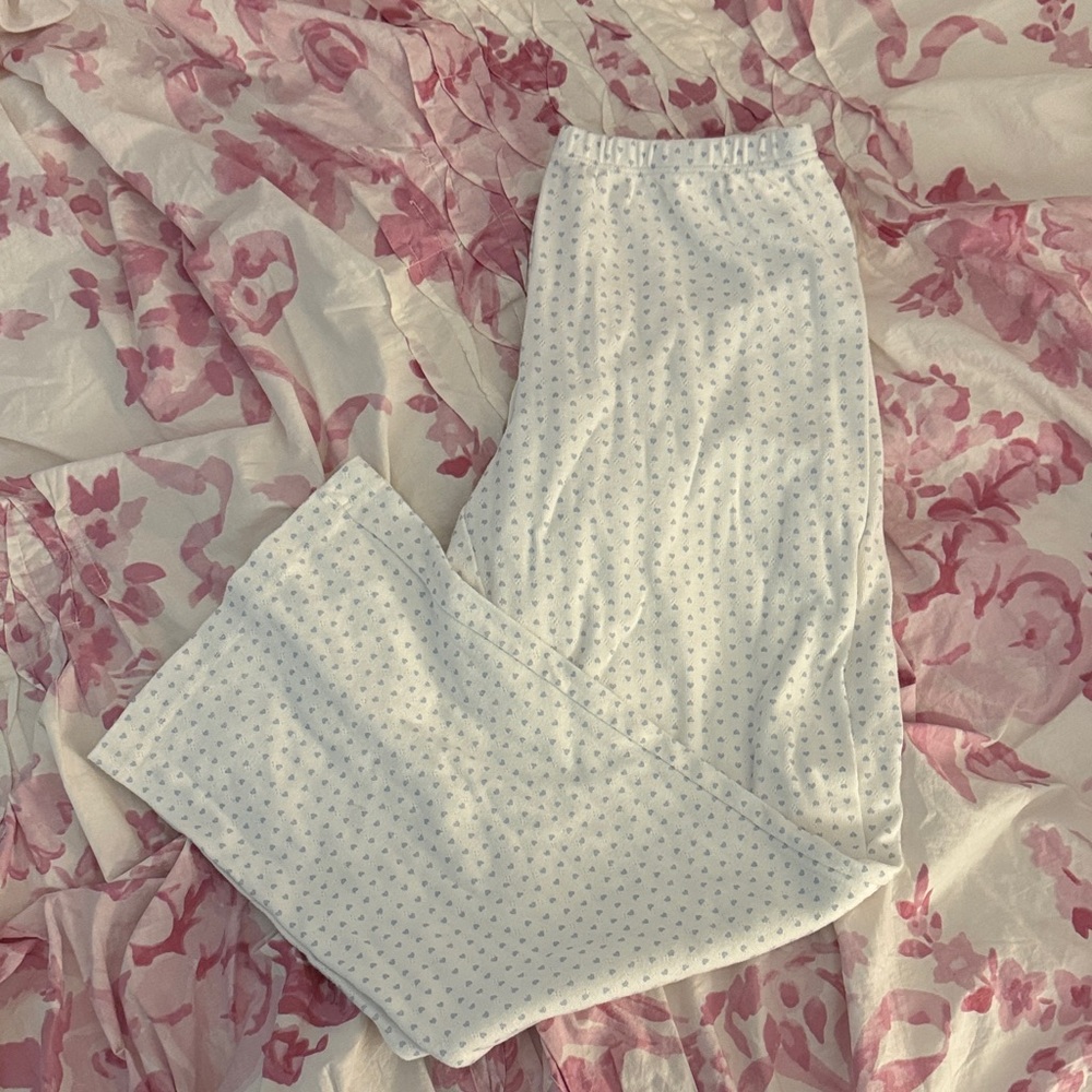 Brandy Melville White with Blue Hearts Pants